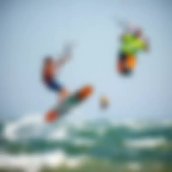 Skillful Kite Surfing Technique A rider executing a jump on a kite board