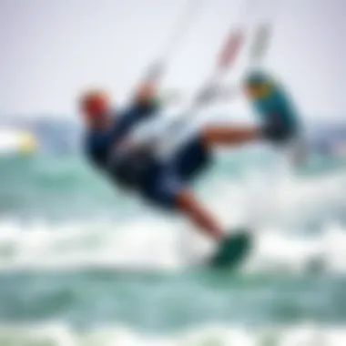 Advanced Kitesurfing Techniques A kitesurfer showcasing advanced techniques on waves