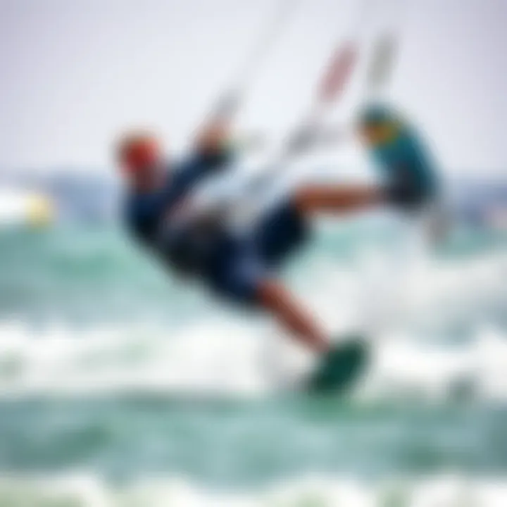 Advanced Kitesurfing Techniques A kitesurfer showcasing advanced techniques on waves