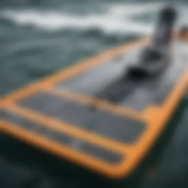 Close-up view of a hydrofoil board with detailed components