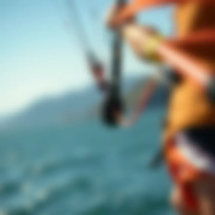 A close-up of a kite being controlled mid-air