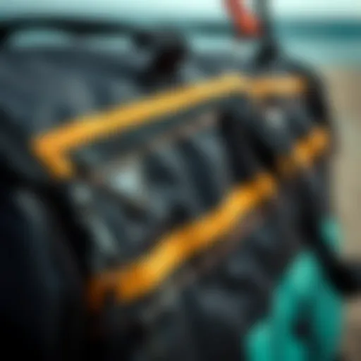Detailed view of the Mystic kite bag showcasing its robust stitching and materials