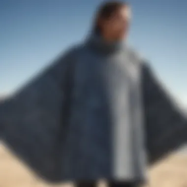 A close-up view of the Mystic Surf Poncho showcasing its unique fabric texture and design details.