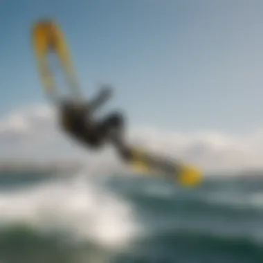 Action shot of kiteboarding with the Naish Wing in dynamic conditions