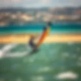 Dynamic action shot of wing foiling