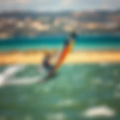 Dynamic action shot of wing foiling