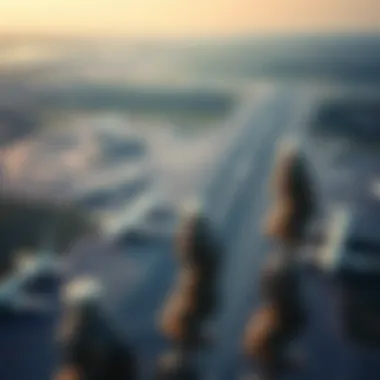 Aerial View of a Bustling Airport Aerial view of a bustling airport with runways and planes