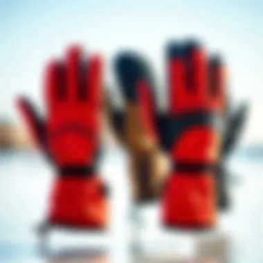 Variety of wetsuit mittens displayed to highlight design variations