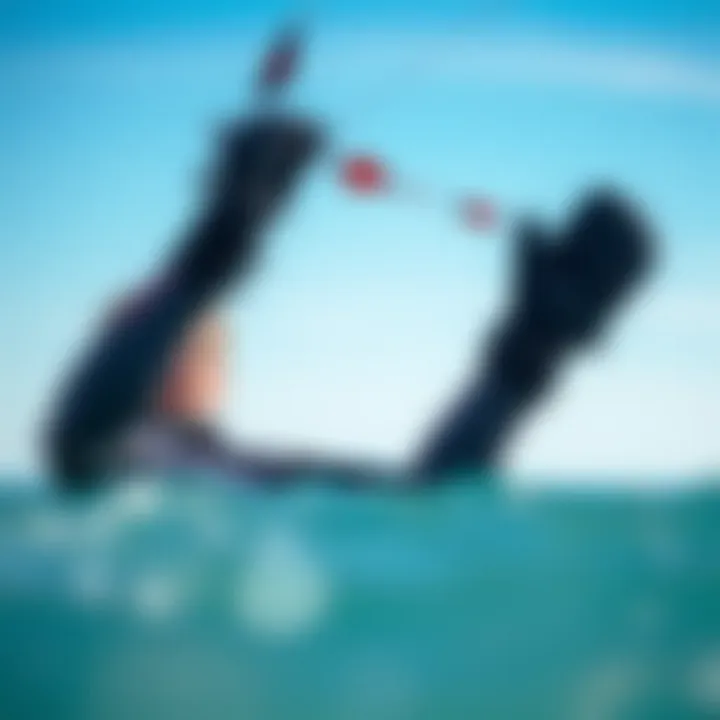 Wetsuit mittens in action during kiteboarding in chilly waters