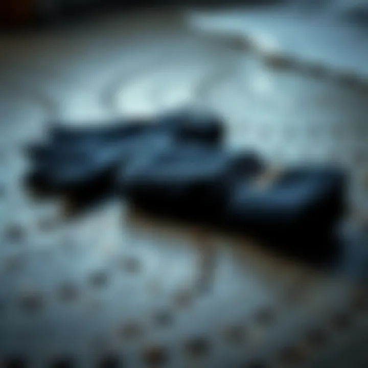 Maintenance tips for wetsuit mittens laid out on a textured surface