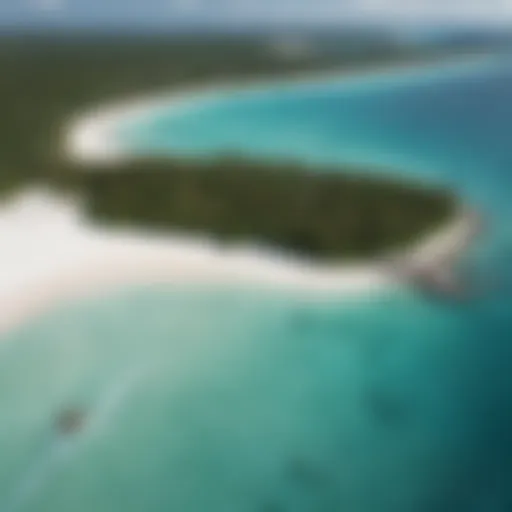 Aerial view of Cat Cay showcasing its stunning beaches