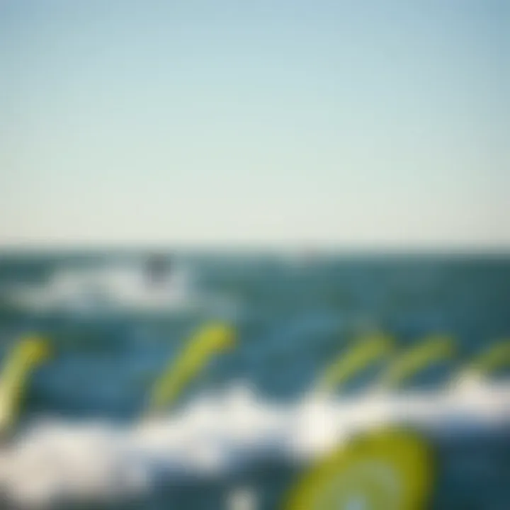 Kiteboarding in Ideal Conditions Kiteboarder gliding over water under clear skies