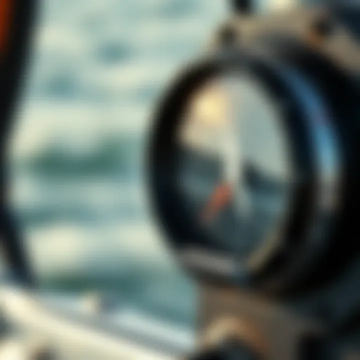 Monitoring Wind and Tide Conditions Close-up of a wind gauge and tide chart