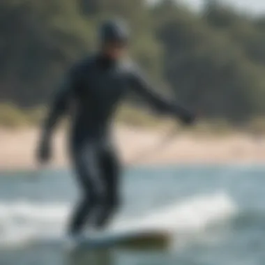 Kiteboarder trying on a wetsuit for optimal fit