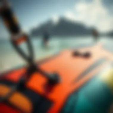 Close-up of kite board features and design