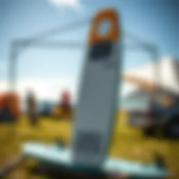 A high-quality used kite board on display