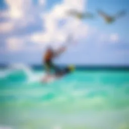 Kiteboarder gliding over the turquoise waters of St. George Island