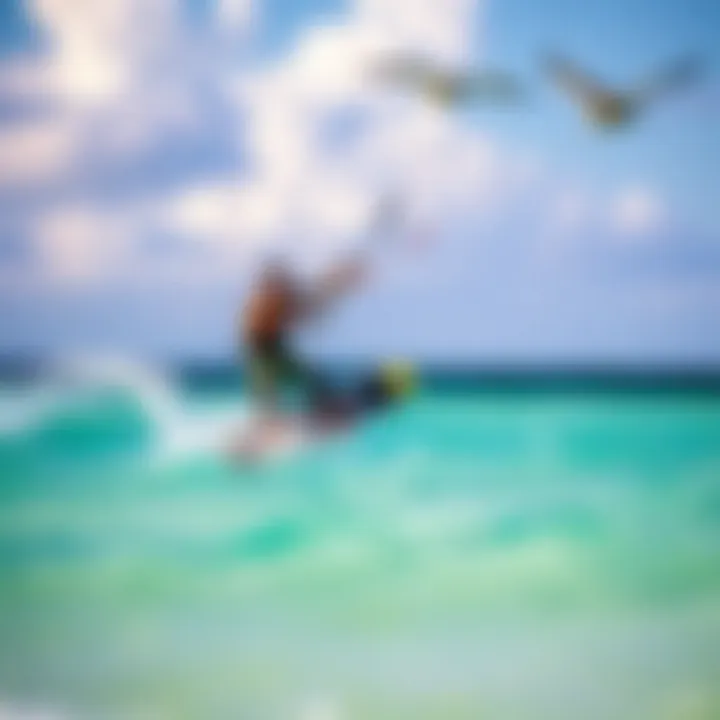 Kiteboarder gliding over the turquoise waters of St. George Island