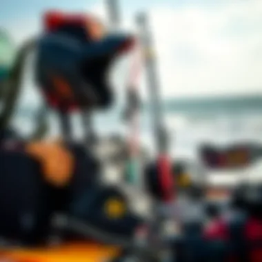 Equipment setup for kiteboarding at St. George Island