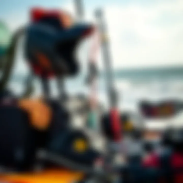 Equipment setup for kiteboarding at St. George Island