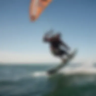 Kiteboarder executing a north kiting maneuver