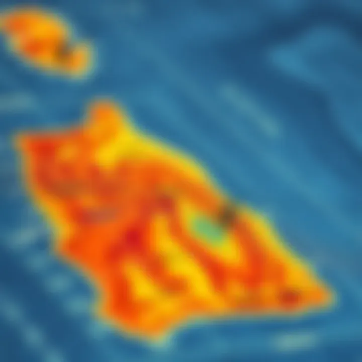 Wind pattern map showcasing Oahu