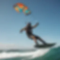 Dynamic kiteboarding action showcasing an Ocean Rodeo kite