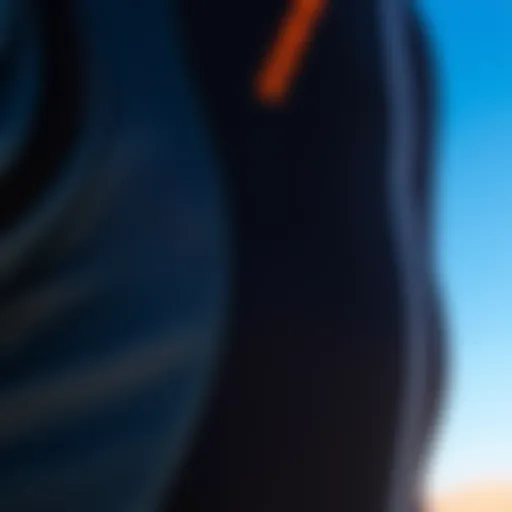 Detailed View of Drysuit Fabric and Design Close-up of Ocean Rodeo Heat Drysuit showcasing its unique fabric texture and design features