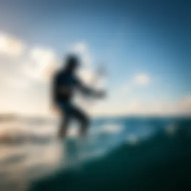 Kiteboarder wearing the Ocean Rodeo Heat Drysuit in action on the water, highlighting its performance