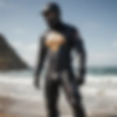 Ocean Rodeo Soul Drysuit displayed against a scenic beach background.