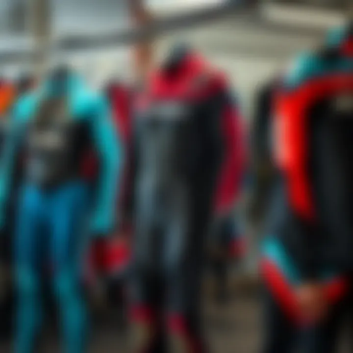 Diverse Designs of O'Neill Wetsuits O'Neill wetsuits on display showcasing various designs