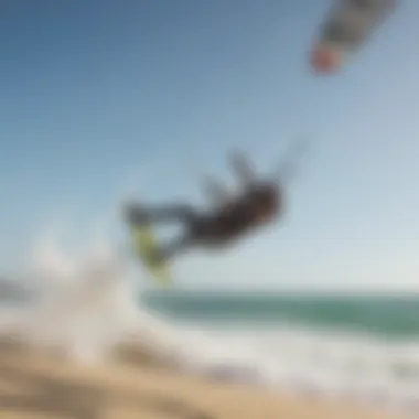 Kiteboarders enjoying a windy beach