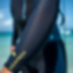 Close-up of wetsuit material showing texture and flexibility
