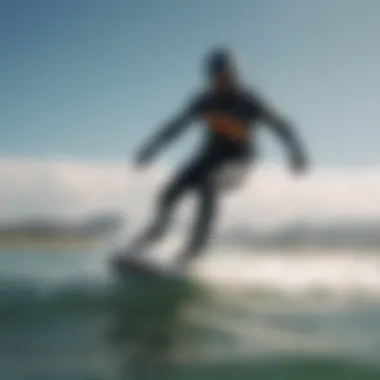 Kiteboarder in action wearing a perfectly fitted wetsuit.