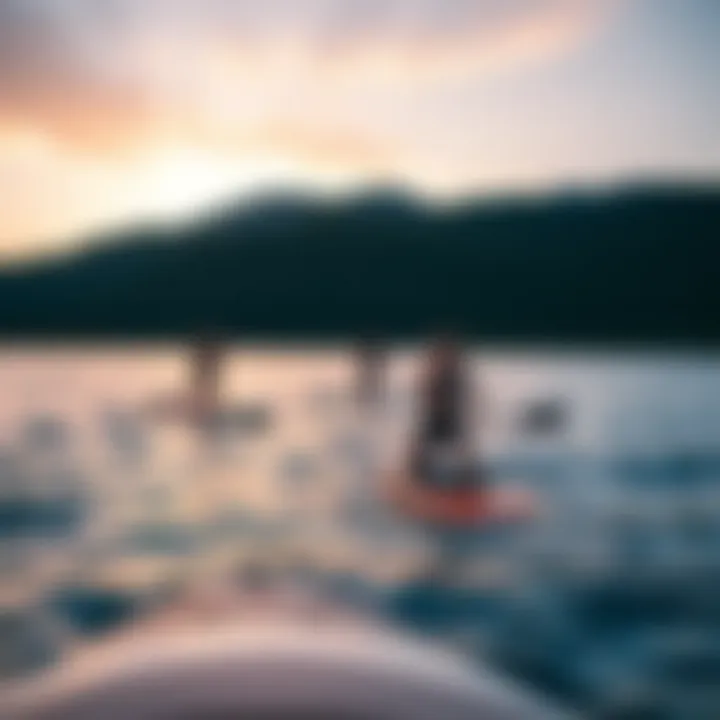 A scenic view of paddle boards on calm waters, emphasizing the beauty of the activity.