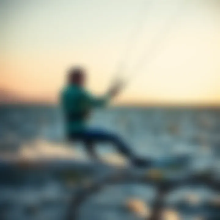 Kiteboarder wearing Patagonia springsuit in action on the water