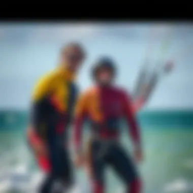 Kiteboarders enjoying their experience wearing the Patagonia springsuit