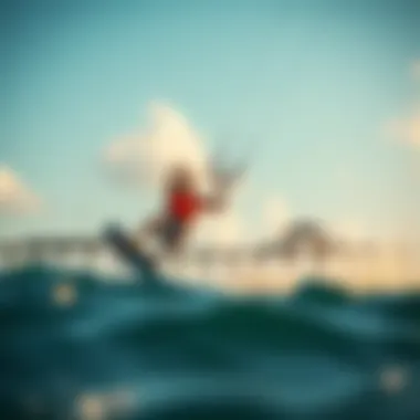 Thrilling Kiteboarding at Pier 66 Clearwater Vibrant kiteboarding action at Pier 66 Clearwater