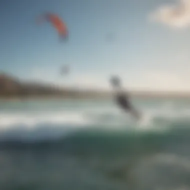 Thrilling Kiteboarding Experience at Playa de Oro Kiteboarders enjoying the vibrant waters near Playa de Oro RV Park.