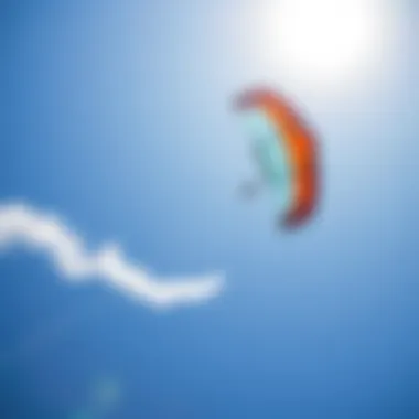 Dynamic Flight of a Power Kite A power kite in action soaring in a clear blue sky