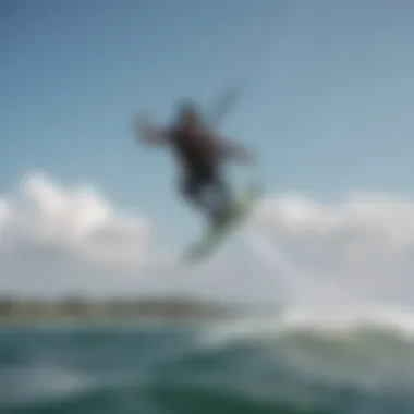 An expert kiteboarder demonstrating advanced techniques on water