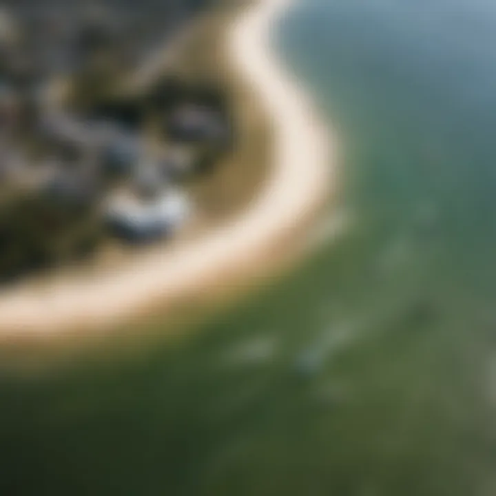 Aerial perspective of Sandbridge showcasing its perfect kiteboarding conditions