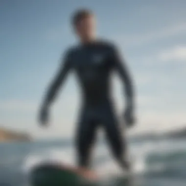 Flexibility of Wetsuit Material A close-up of high-quality wetsuit material showcasing its flexibility.