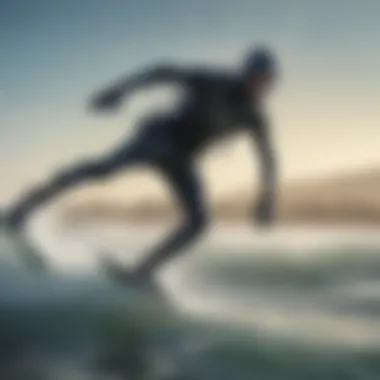 A kiteboarder wearing a wetsuit in cold water, demonstrating agility.