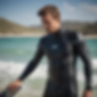 Tips on wetsuit maintenance and care displayed visually.