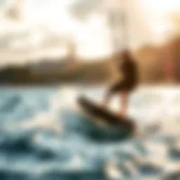 Dynamic view of the Slingshot Dwarfcraft foil board in action on the water