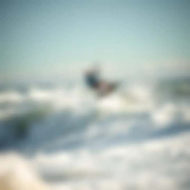 Thrilling Kiteboarding at South Beach Kiteboarding action over the waves at South Beach Ocean City