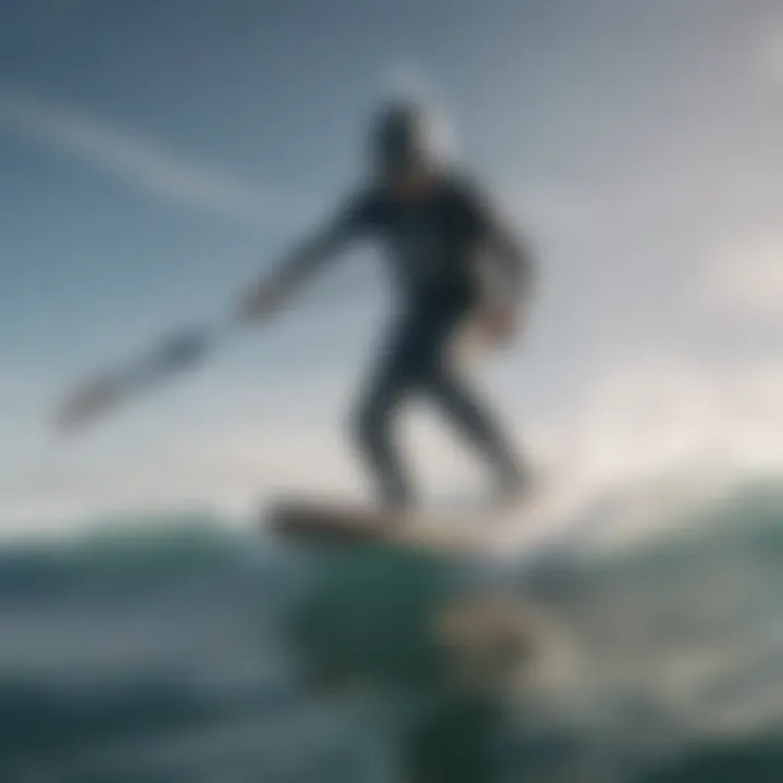 Dynamic action of a rider gliding on water with a wing foil