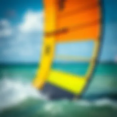 Close-up of a modern kite surf kite showcasing innovative design