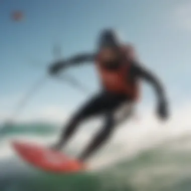 Kitesurfer navigating through waves with optimal kite size